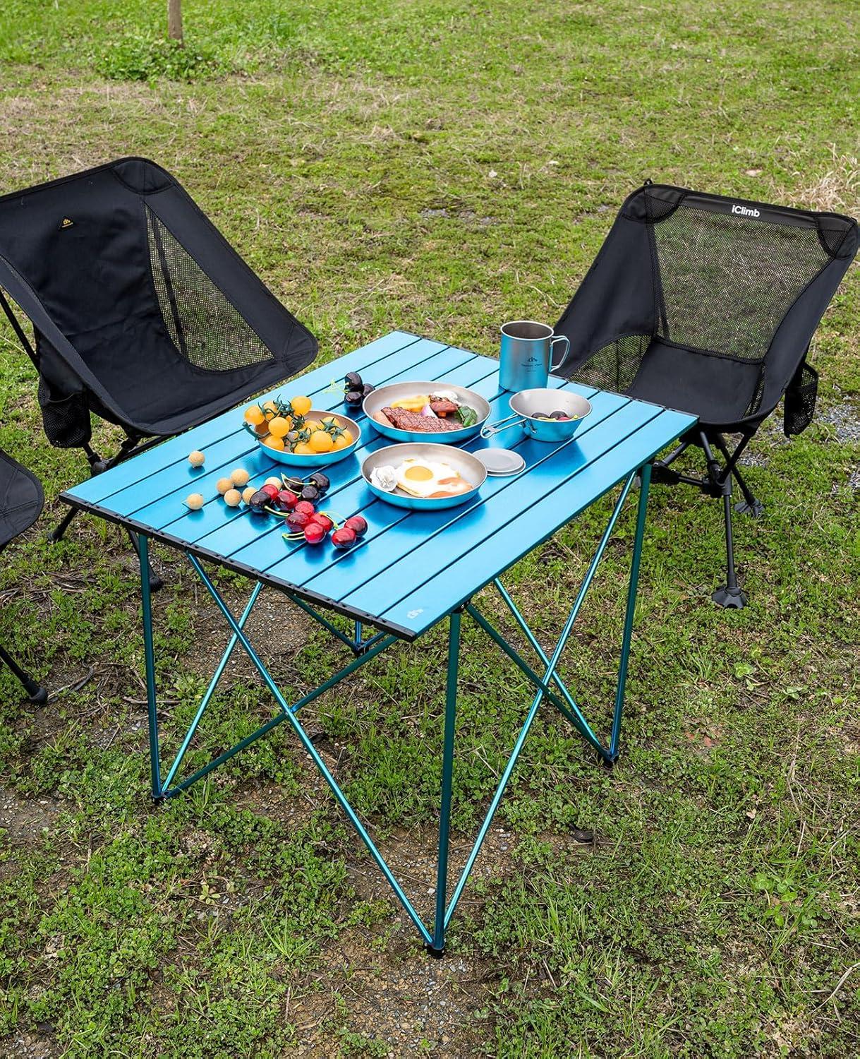 image:imageiClimb Ultralight Compact Camping Folding Table with Carry Bag Reinforced Blue XLReinforced Nature