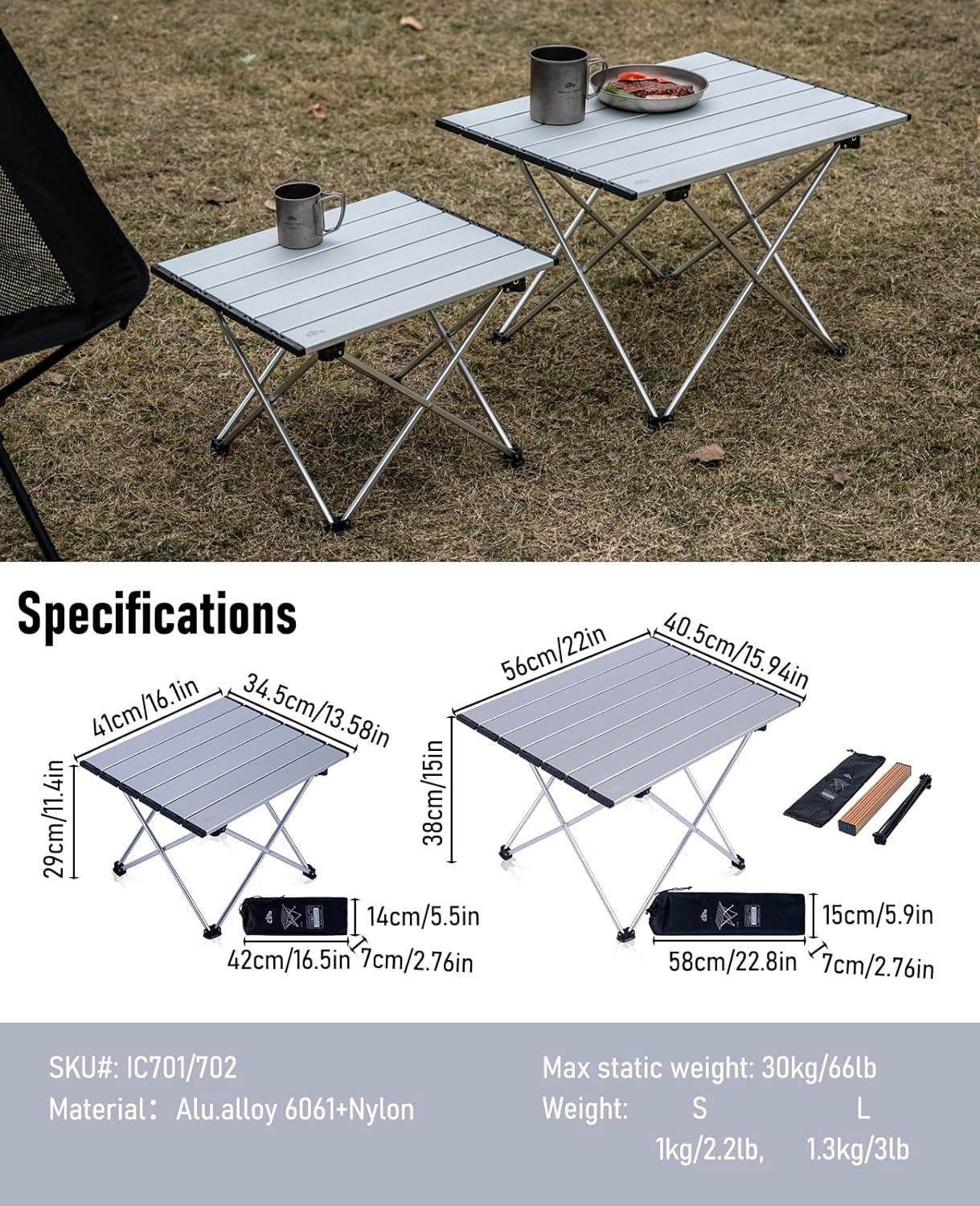 image:imageiClimb Ultralight Compact Camping Folding Table with Carry Bag Reinforced Blue XLSilver