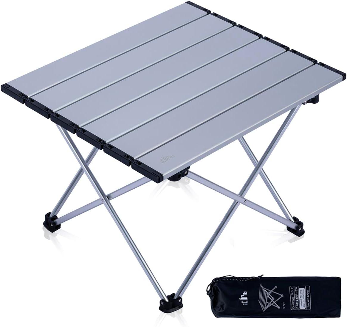 image:imageiClimb Ultralight Compact Camping Folding Table with Carry Bag Reinforced Blue XLSilver