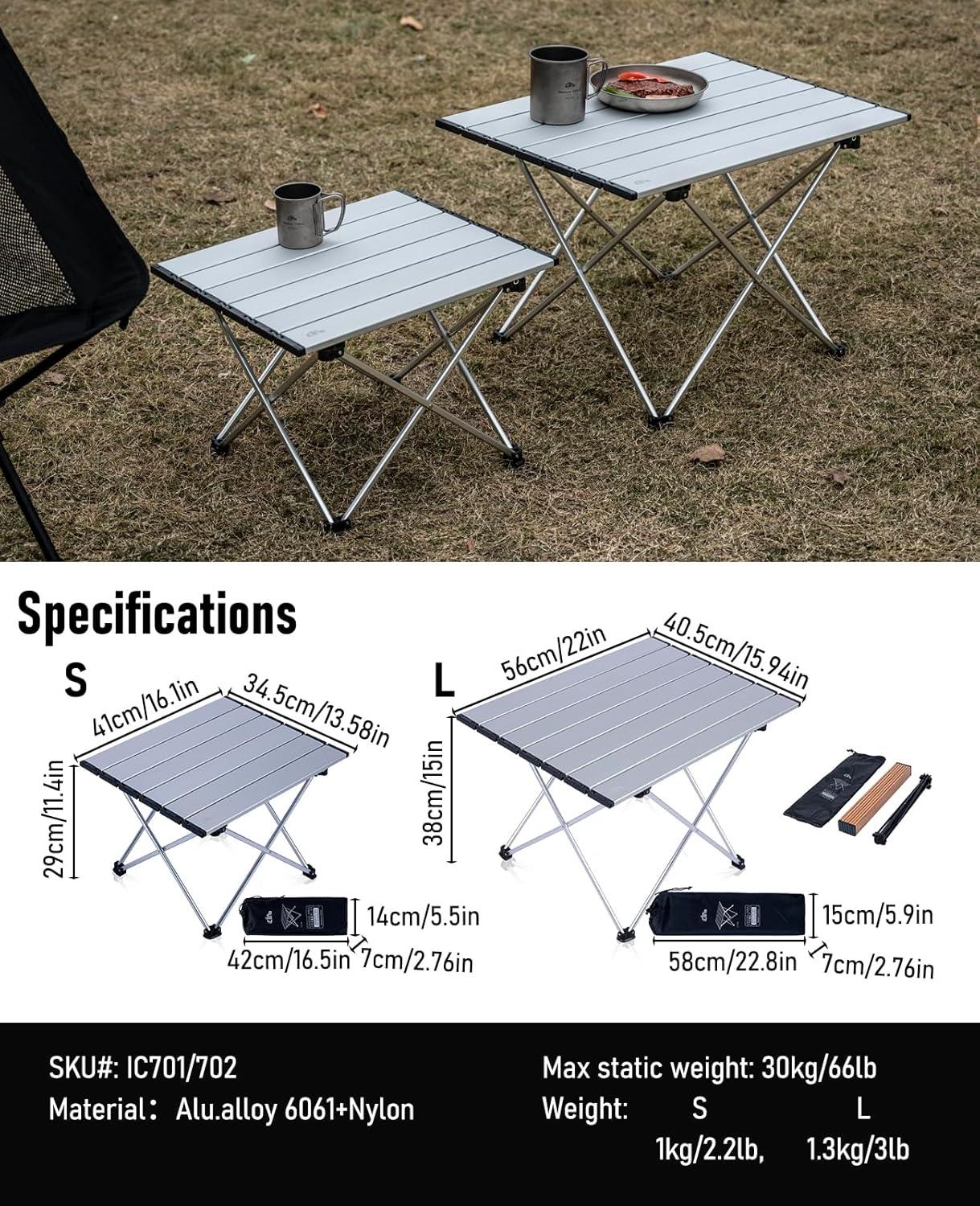 image:imageiClimb Ultralight Compact Camping Folding Table with Carry Bag Reinforced Blue XLSilver