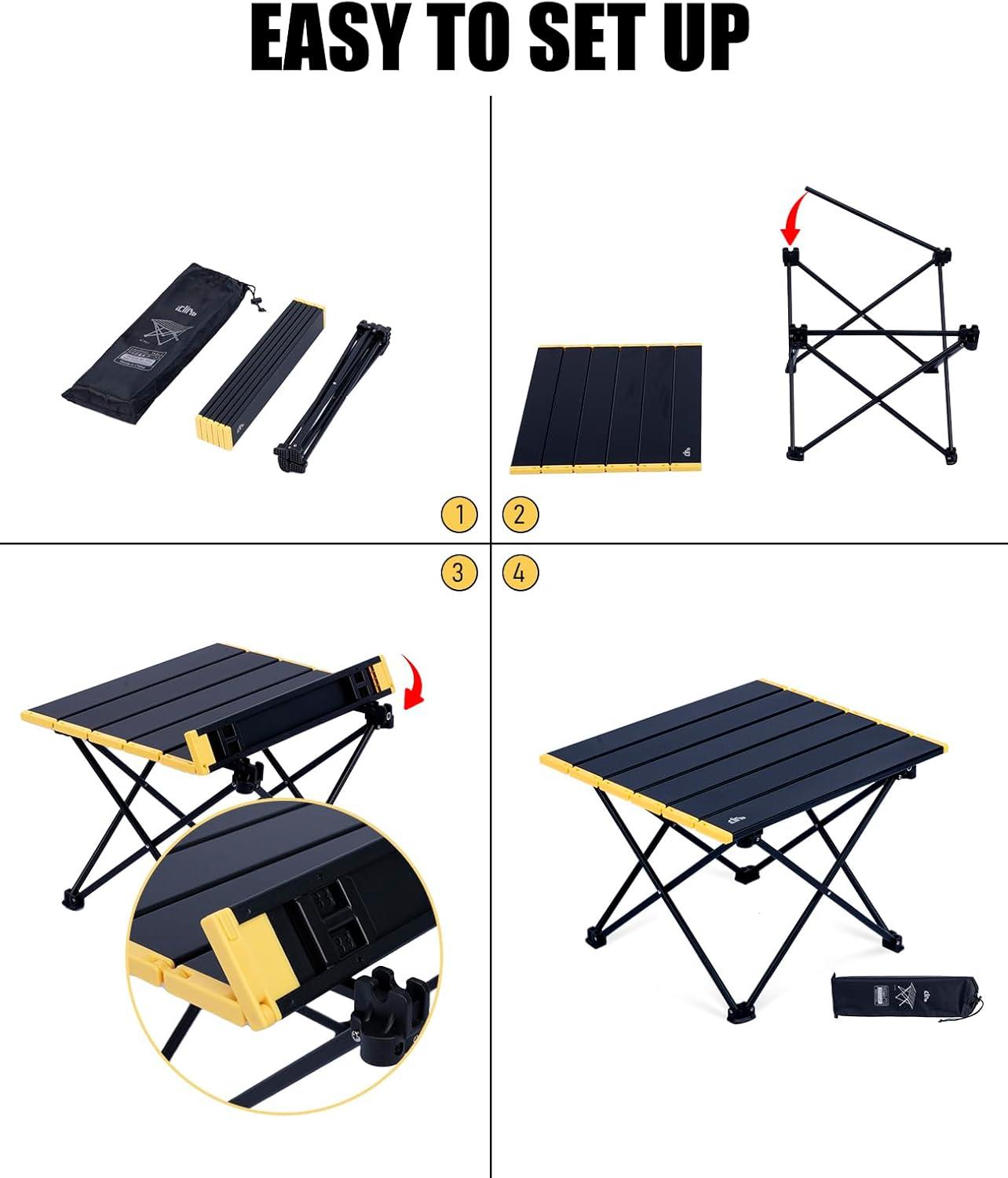 image:imageiClimb Ultralight Compact Camping Folding Table with Carry Bag Reinforced Blue XLSilver