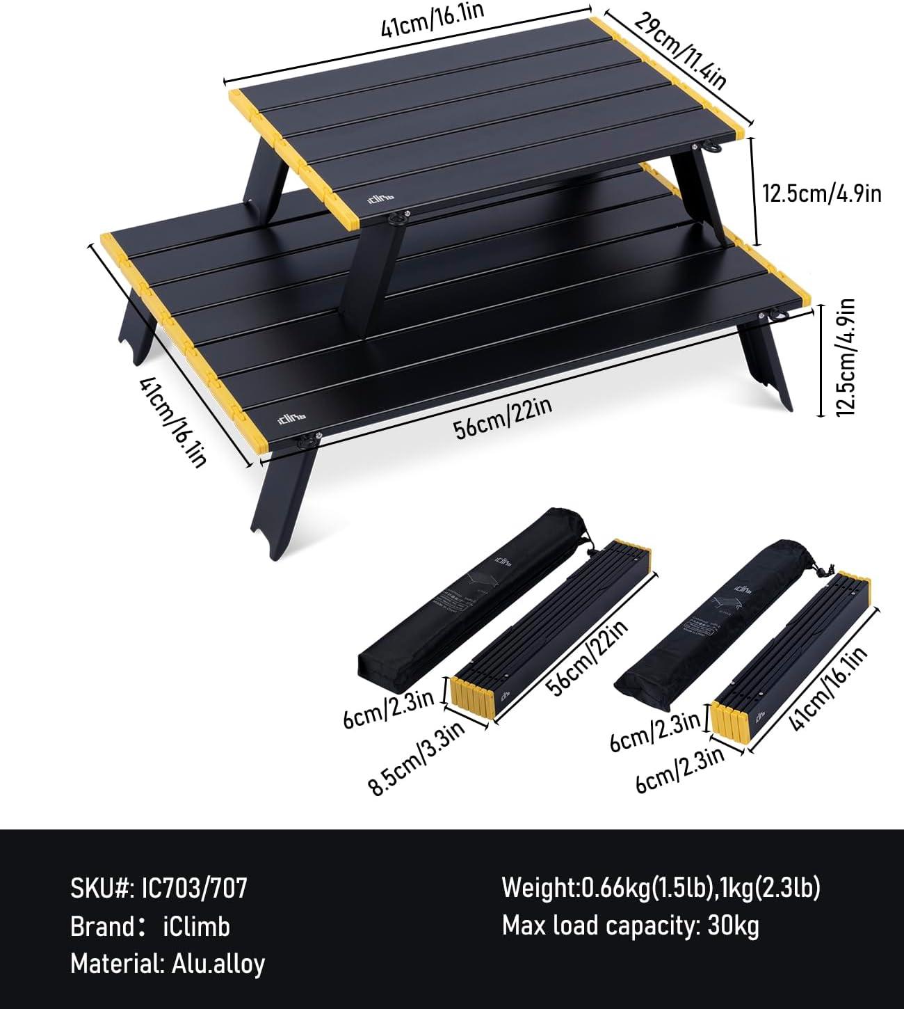 image:imageiClimb Ultralight Compact Mini Beach Picnic Folding Table with Carry BagBlack