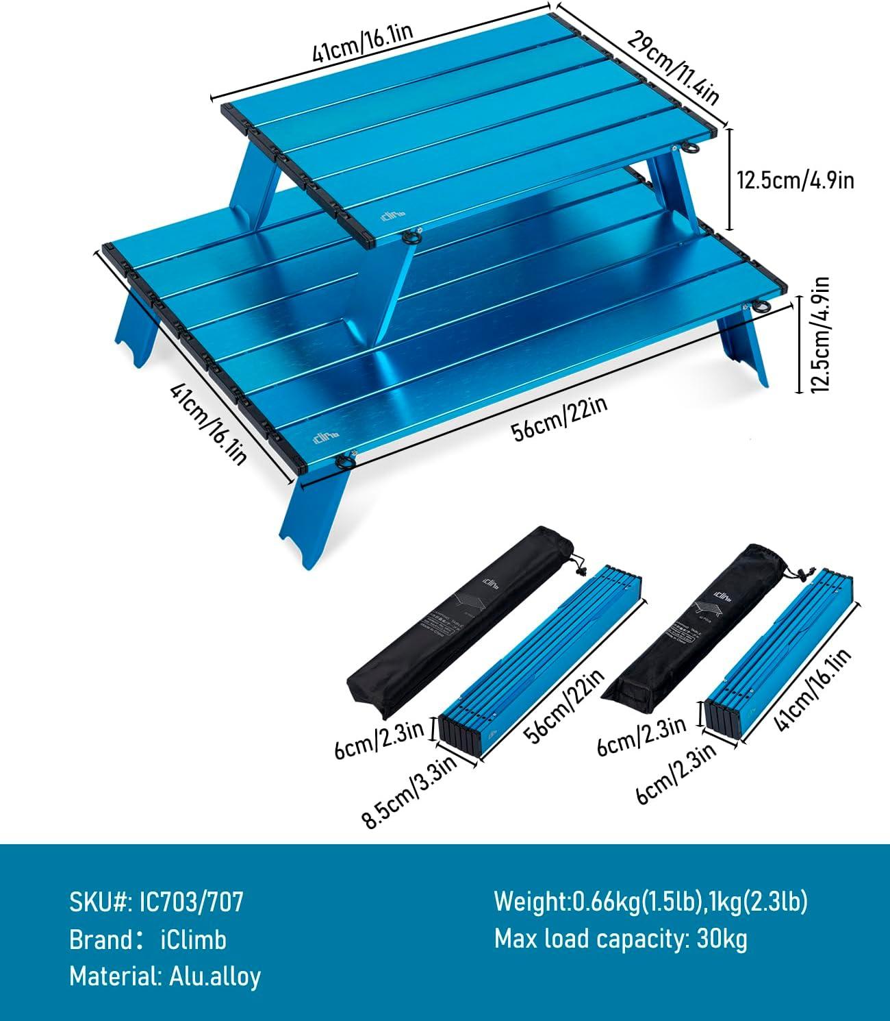 image:imageiClimb Ultralight Compact Mini Beach Picnic Folding Table with Carry BagBlue