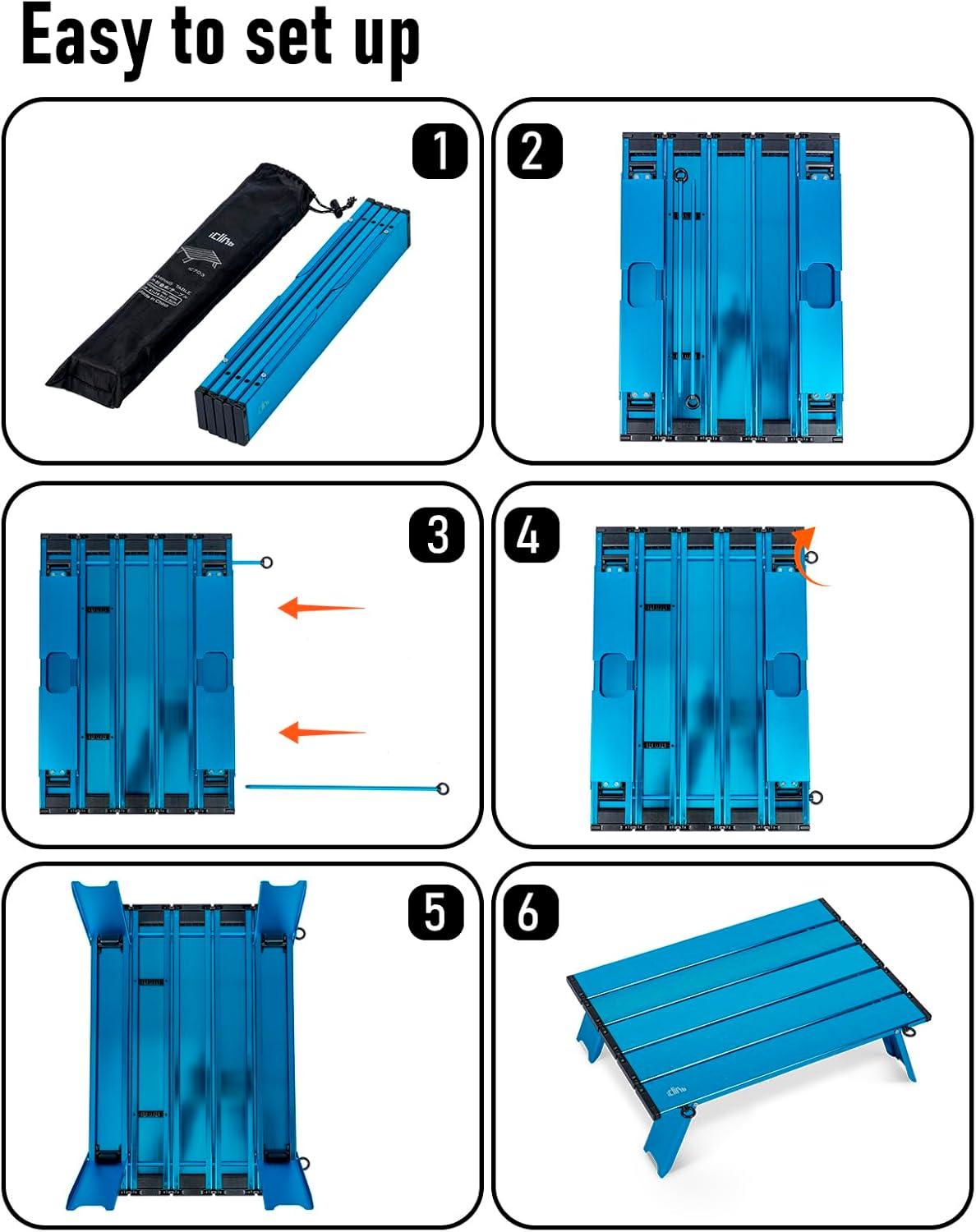 image:imageiClimb Ultralight Compact Mini Beach Picnic Folding Table with Carry BagBlue