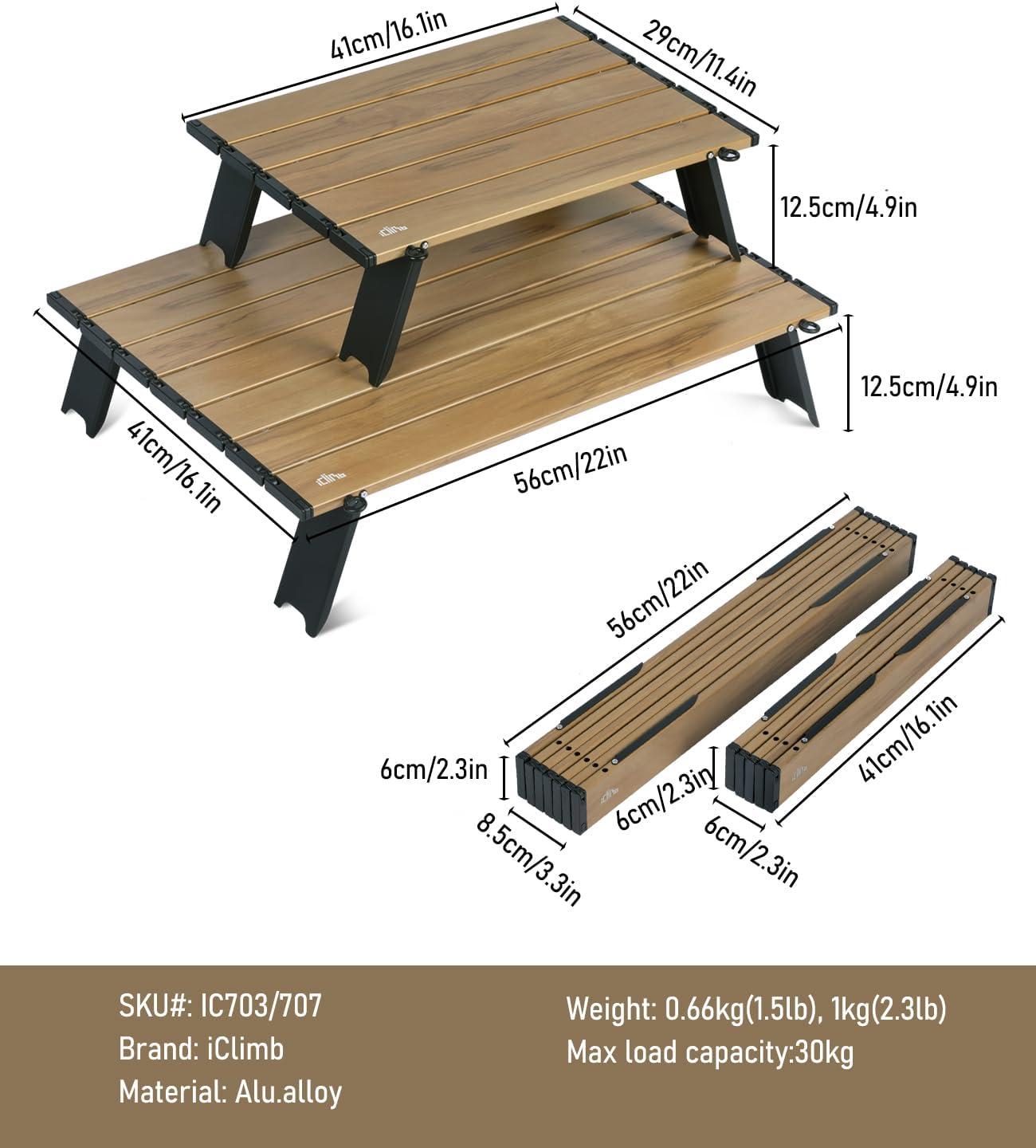 image:imageiClimb Ultralight Compact Mini Beach Picnic Folding Table with Carry BagNature