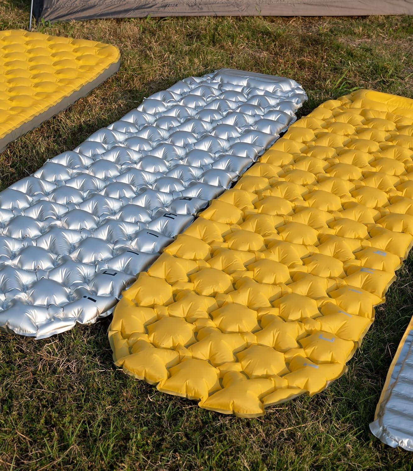 image:imageiClimb Ultralight Compact Sleeping Pad with Builtin Pump Inflatable Portable Air Mattress for Camping Backpacking Hiking SilverSilver