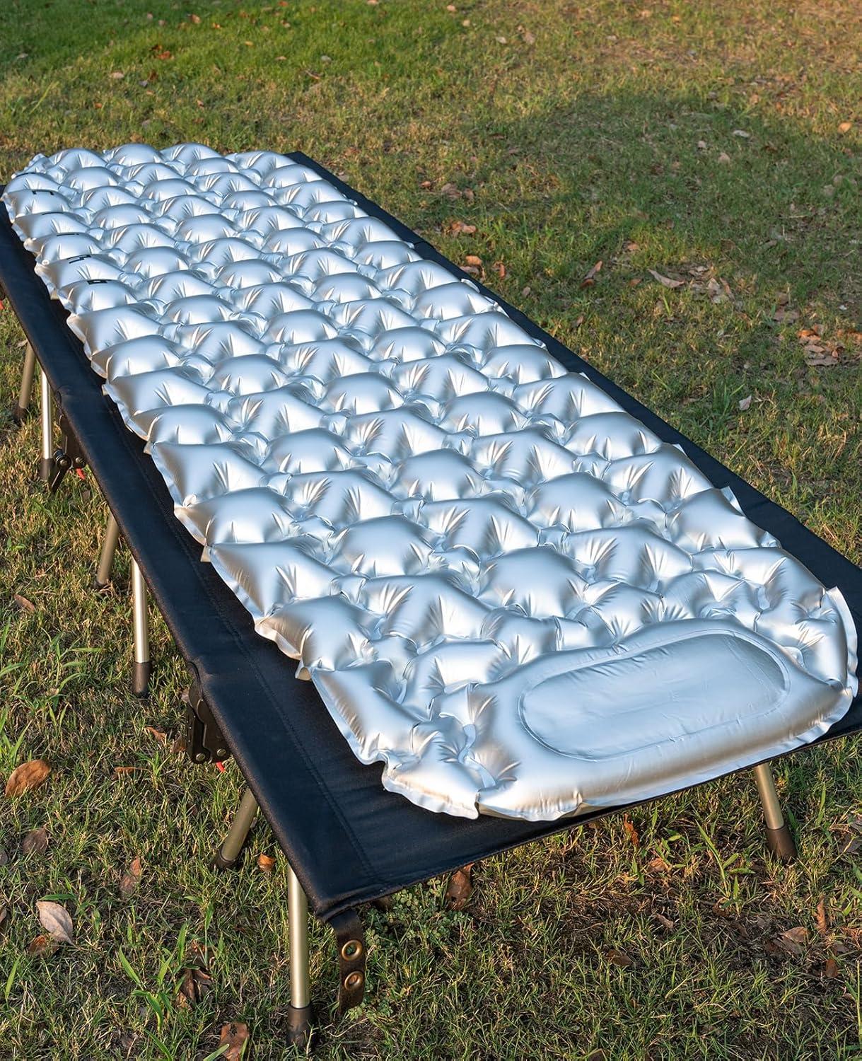 image:imageiClimb Ultralight Compact Sleeping Pad with Builtin Pump Inflatable Portable Air Mattress for Camping Backpacking Hiking SilverSilver