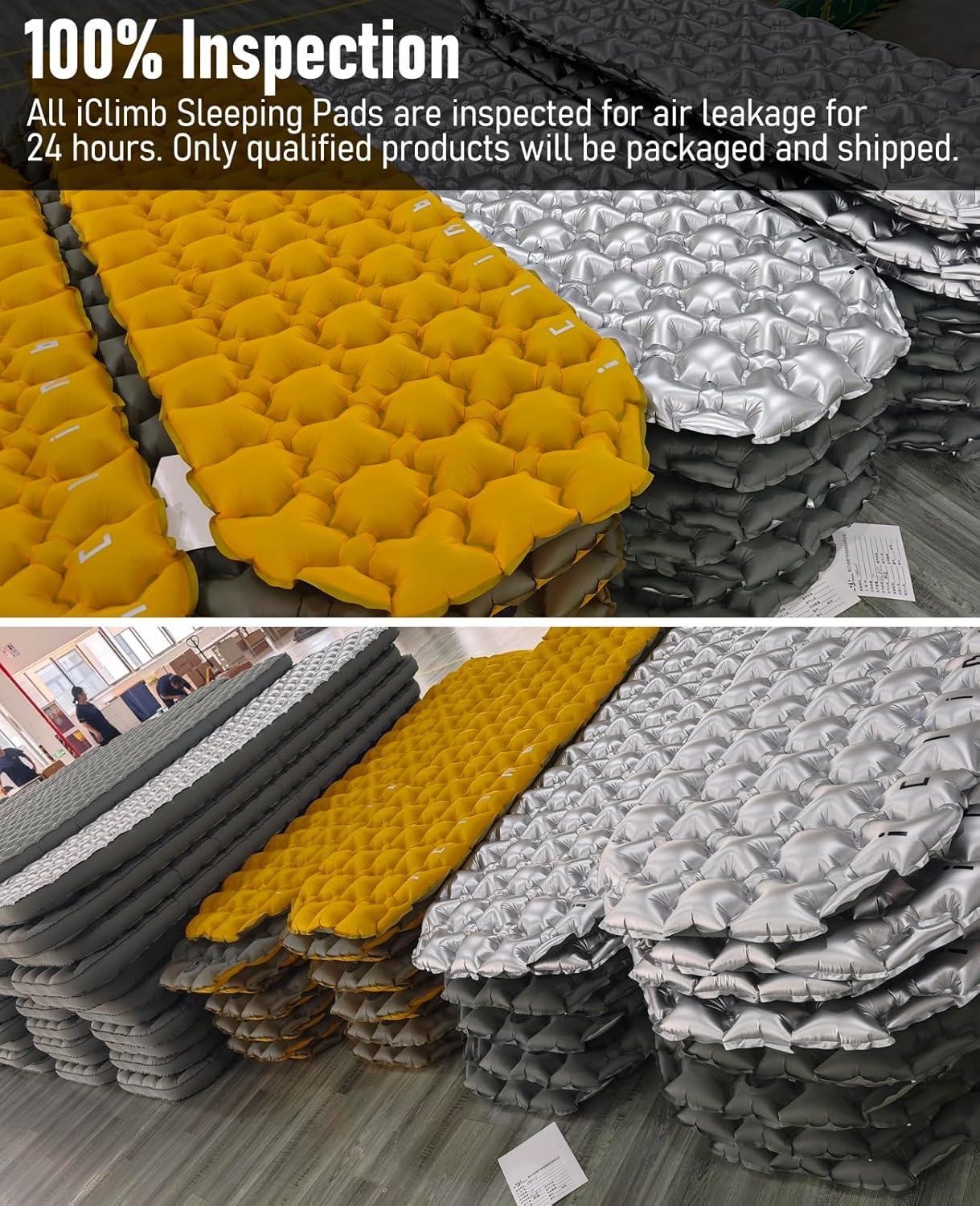 image:imageiClimb Ultralight Compact Sleeping Pad with Builtin Pump Inflatable Portable Air Mattress for Camping Backpacking Hiking SilverSilver