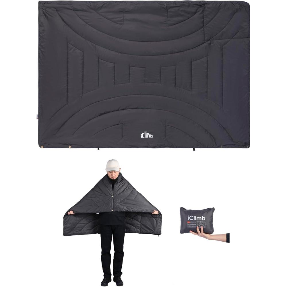 image:imageiClimb 3M Thinsulate Insulation Warm Camping Blanket Ultralight CompactDark Grey