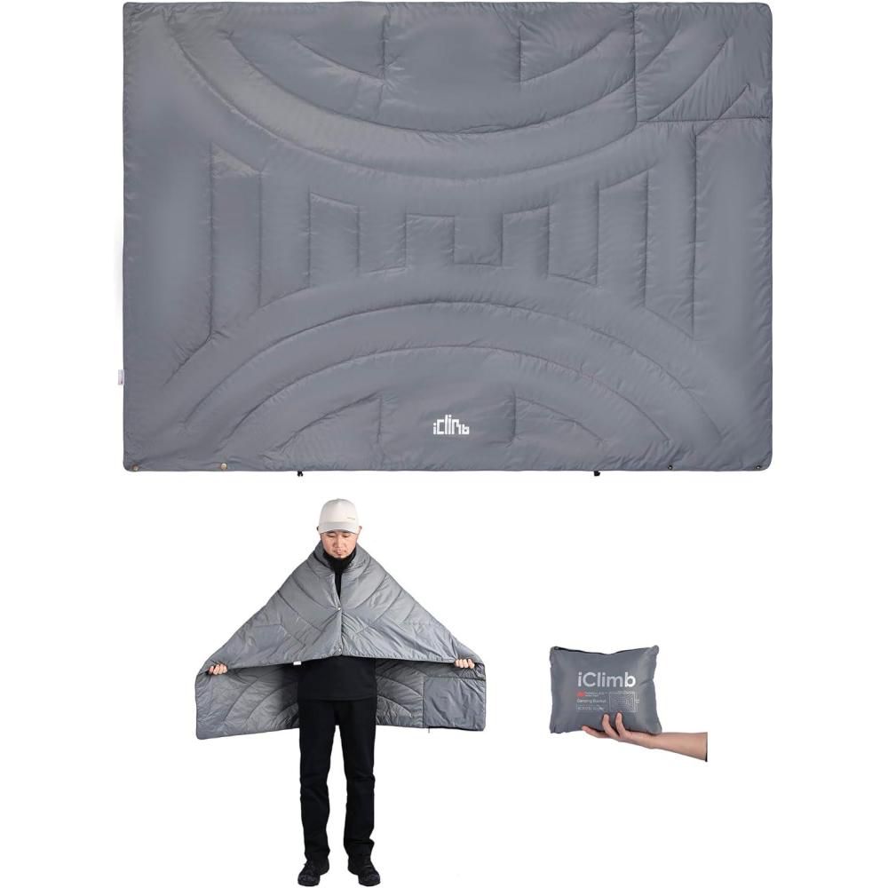 image:imageiClimb 3M Thinsulate Insulation Warm Camping Blanket Ultralight CompactLight Grey