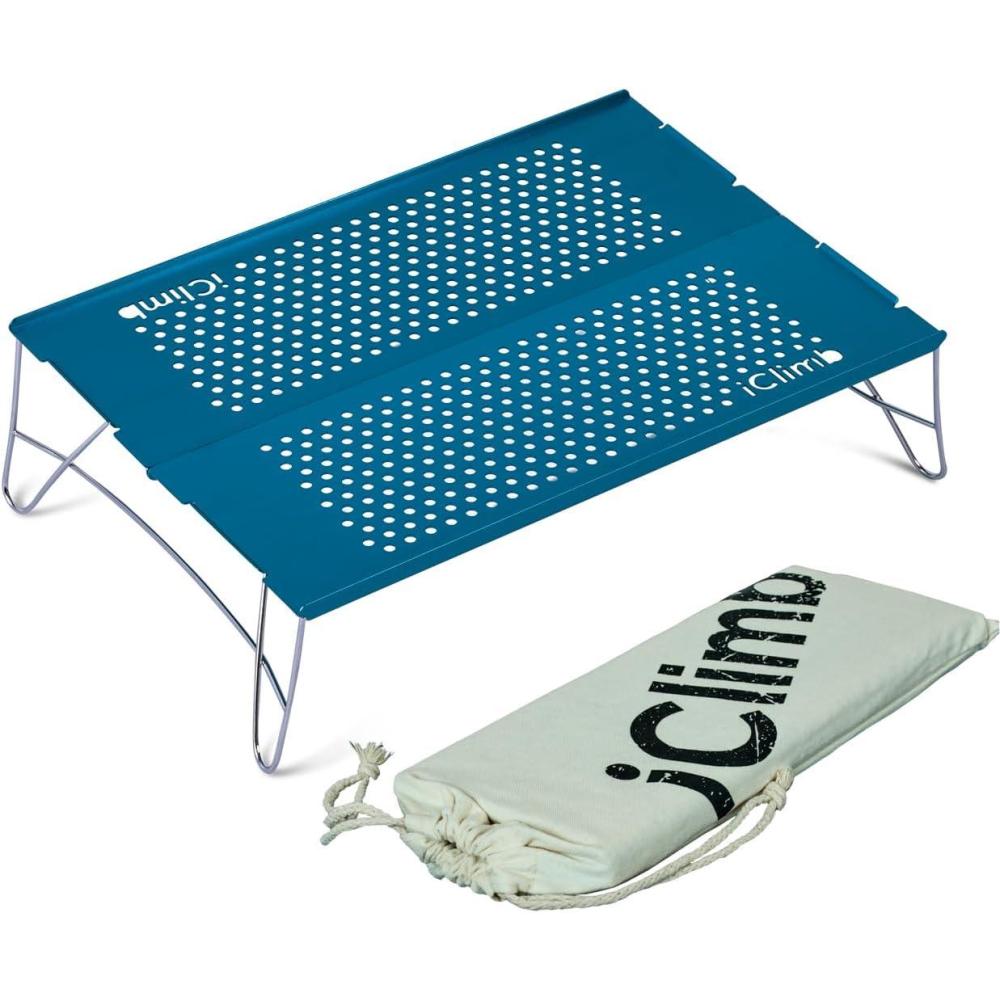 image:imageiClimb Mini Solo Folding Table Ultralight Compact for Backpacking Camping Hiking Beach Picnic Nature SBlue
