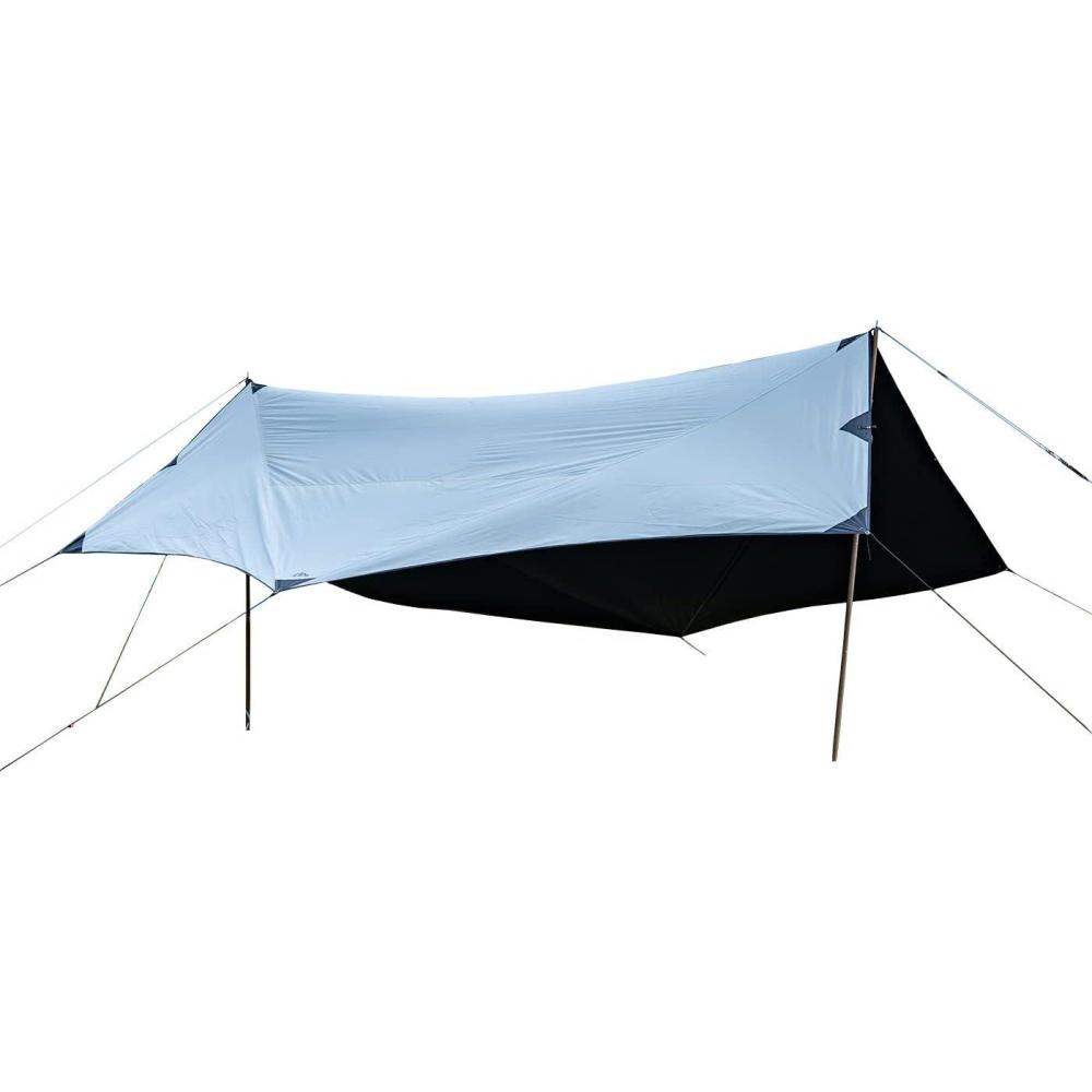 image:imageiClimb Strong Elegant Alu Tarp Poles Set of 2 Height Adjustable with Lantern Hook and Carry Bag Nature ColorTarp 18 179