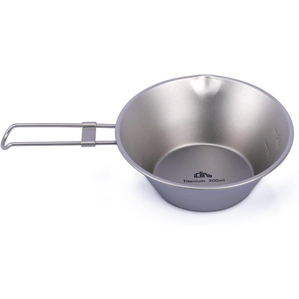 image:imageiClimb Titanium Bowl with Foldable Handle Ultralight Compact Portable Flatware Tableware with Bag for Outdoor Camping Backpacking Hiking Travel Picnic