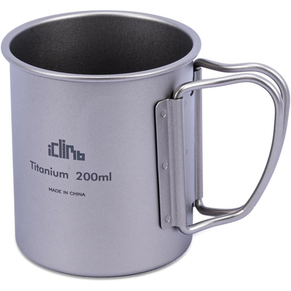 image:imageiClimb Titanium Cup Camping Coffee Mug Ultralight Compact with Foldable Handle 200ml200 ml