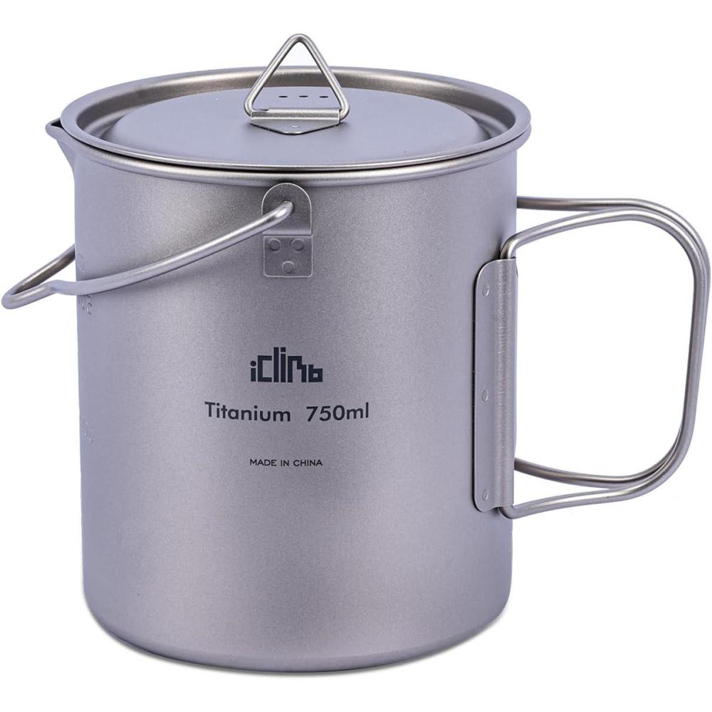 image:imageiClimb Titanium Cup Camping Coffee Mug Ultralight Compact with Foldable Handle 200ml750 ml