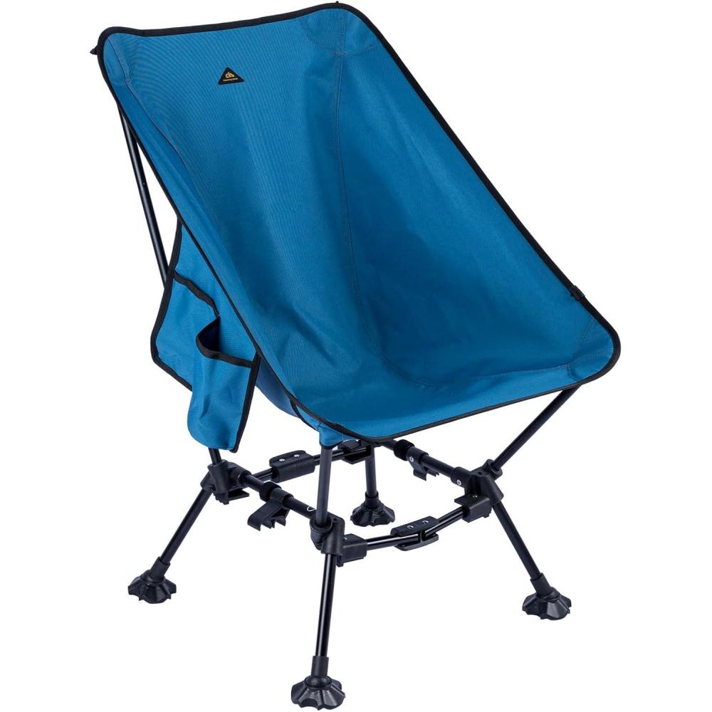 image:imageiClimb TwoHeights Light Compact Comfortable Camping Folding Beach Chair with AntiSinking Large Feet and Carry BagBlue