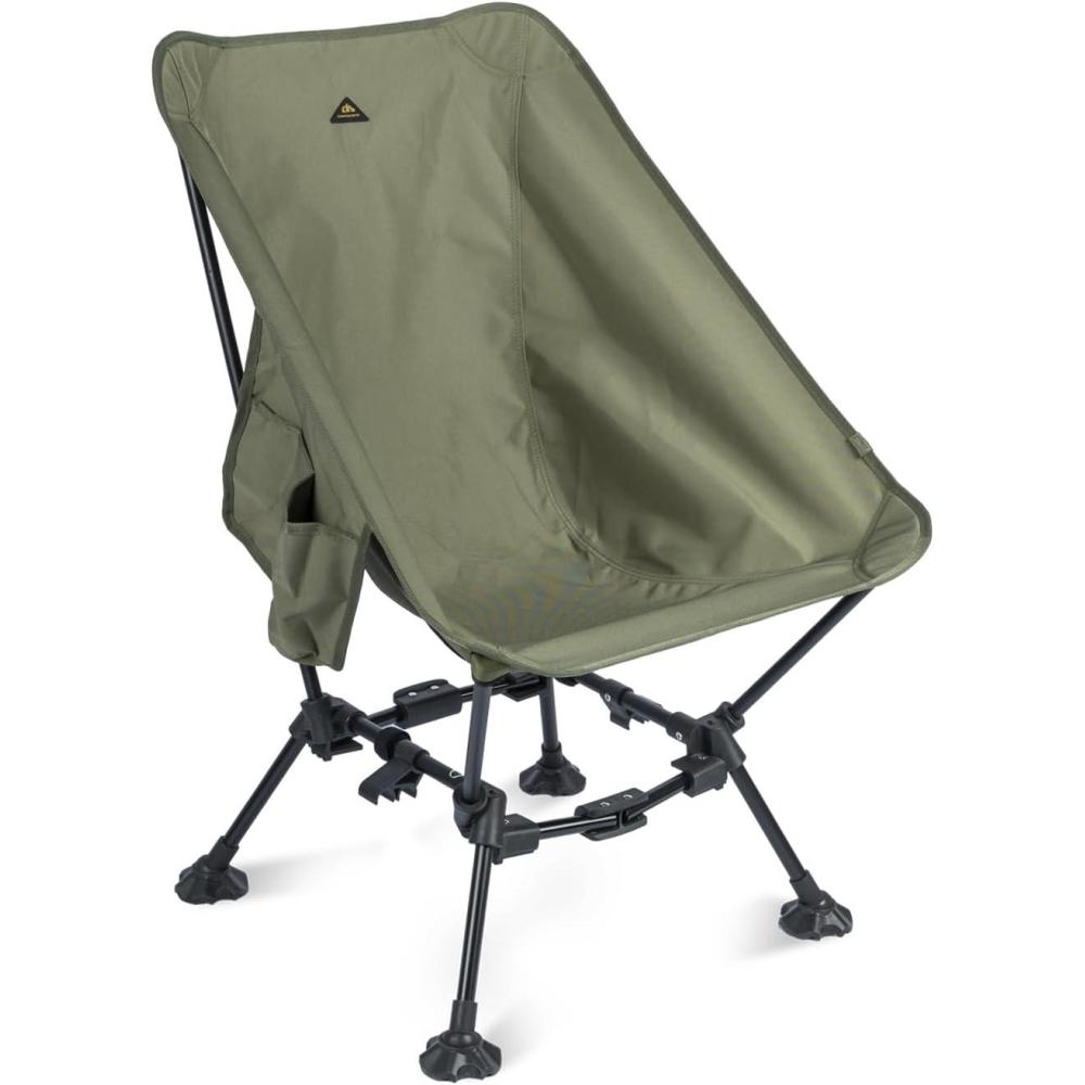 image:imageiClimb TwoHeights Light Compact Comfortable Camping Folding Beach Chair with AntiSinking Large Feet and Carry BagGreen