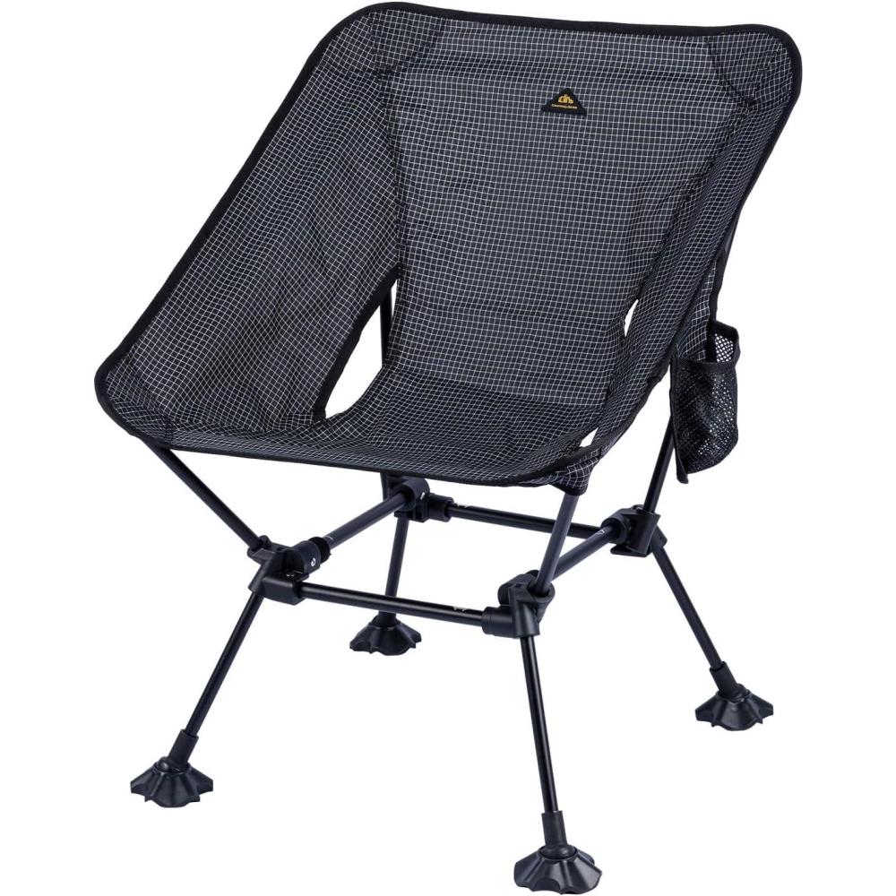 image:imageiClimb Ultralight Compact Camping Folding Beach Chair with AntiSinking Large Feet and Back Support Webbing Yellow Square Frame 2PCBlack Grid Square Frame