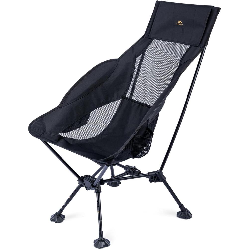 image:imageiClimb Ultralight Compact Camping Folding Beach Chair with AntiSinking Large Feet and Back Support Webbing Yellow Square Frame 2PCBlack Triangular Frame High Back