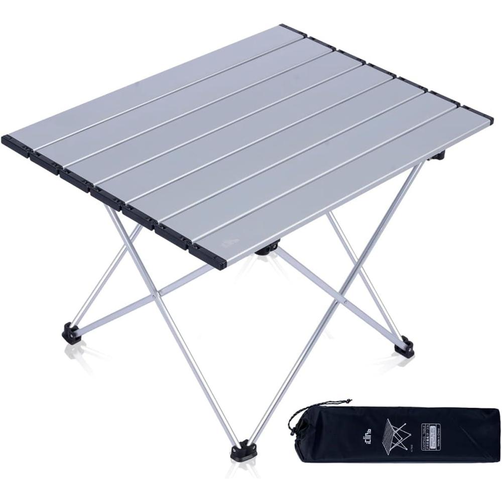 image:imageiClimb Ultralight Compact Camping Folding Table with Carry Bag Reinforced Blue XLSilver