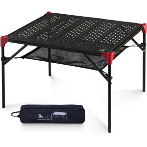 image:imageiClimb Extendable Folding Table Large Tabletop Area Ultralight Compact with Hollow Out Tabletop and Carry Bag for Camping Backpacking Beach Concert BBQ Party Three Size Black  LBlack
