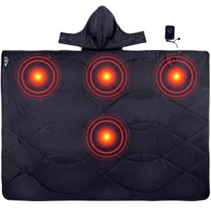 image:imageiClimb Heated Camping Blanket with Hood and 5V 5000mAH Battery Pack GreenBlack