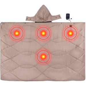image:imageiClimb Heated Camping Blanket with Hood and 5V 5000mAH Battery Pack GreenKhaki