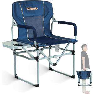 image:imageiClimb Heavy Duty Compact Camping Folding Mesh Chair with Side Table and HandleNavy 1pc