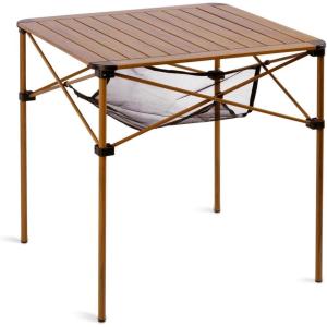 image:imageiClimb Lightweight Stable Alu Folding Square Table Roll Up Top with Carry Bag for Camping Picnic Backyards BBQ Camp Kitchen Silver MNature