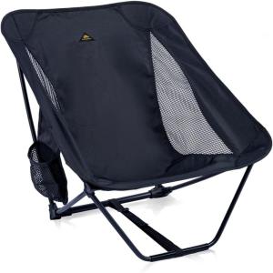 image:imageiClimb Low Ultralight Compact Camping Folding Chair with Side Pocket and Carry Bag Black GridBlack
