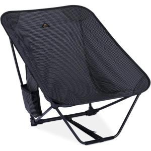 image:imageiClimb Low Ultralight Compact Camping Folding Chair with Side Pocket and Carry Bag Black GridBlack Grid