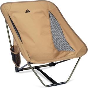 image:imageiClimb Low Ultralight Compact Camping Folding Chair with Side Pocket and Carry Bag Black GridKhaki