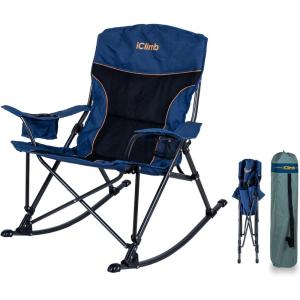 image:imageiClimb Padded Folding Rocking Chair Heavy Duty Camping Patio Porch Backyard Lawn Garden Balcony Rocker Indoor Outdoor with Carry Bag