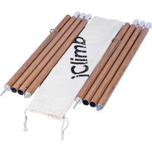 image:imageiClimb Strong Elegant Alu Tarp Poles Set of 2 Height Adjustable with Lantern Hook and Carry Bag Nature ColorTarp Pole