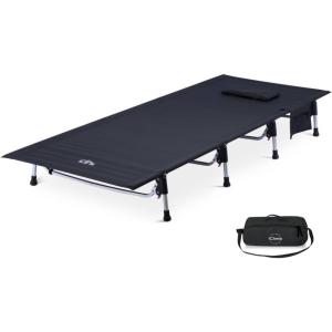 image:imageiClimb Super Easy Assemble Folding Cot Ultralight Compact Heavy Duty with Carry Bag for Adults Camping Backpacking GreyBlack