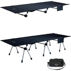 image:imageiClimb Super Easy Assemble Folding Cot Ultralight Compact Heavy Duty with Carry Bag for Adults Camping Backpacking GreyBlack Two Heights