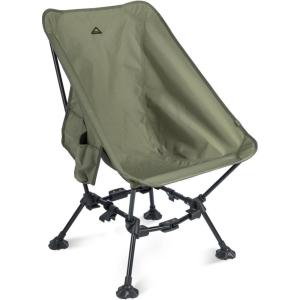 image:imageiClimb TwoHeights Light Compact Comfortable Camping Folding Beach Chair with AntiSinking Large Feet and Carry BagGreen