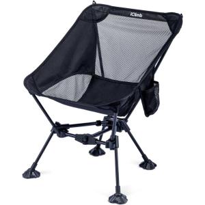 image:imageiClimb Ultralight Compact Camping Folding Beach Chair with AntiSinking Large Feet and Back Support Webbing Yellow  Square Frame  2PCBlack Triangular Frame