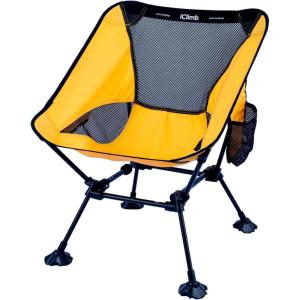 image:imageiClimb Ultralight Compact Camping Folding Beach Chair with AntiSinking Large Feet and Back Support Webbing Yellow  Square Frame  2PCYellow Square Frame