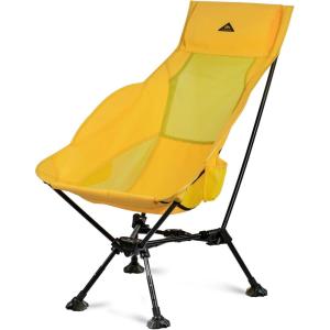 image:imageiClimb Ultralight Compact Camping Folding Beach Chair with AntiSinking Large Feet and Back Support Webbing Yellow  Square Frame  2PCYellow Triangular Frame High Back