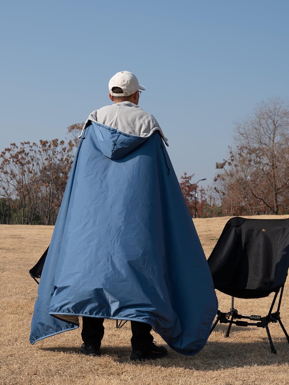 image:imageiClimb Heated Waterproof Camping Stadium Blanket with Hood and 5V 10000mAh Battery Pack All Season Outdoor Indoor BlueBlue