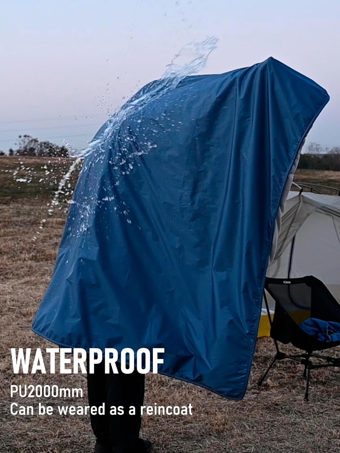 image:imageiClimb Heated Waterproof Camping Stadium Blanket with Hood and 5V 10000mAh Battery Pack All Season Outdoor Indoor BlueBlue